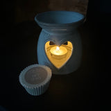 Ceramic Wax Burner with cut out Heart