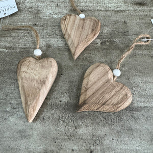 Wooden Hanging Small Hearts