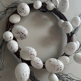 Easter White Speckled Egg Wreath with foliage 36cm