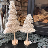 Fabric Fluffy Trees mounted on wooden stand - 2 sizes