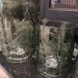 Green Glass Candle Holders featuring embossed Christmas tree around the exterior
Available in 3 sizes - Small 13.5cm, Medium 16.5cm &amp; Large 22cm
