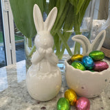 Ceramic White Rabbits in a Cracked Egg - 2 sizes