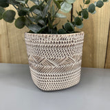 Cement Plant Pot H16 with a Basket style pattern all the way round.