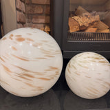 Hand crafted unique high quality glass lamps



Glass Pebble Hand-Blown Lamp - Small H18cm
Design - White &amp; Gold glitter shimmer Planet Lamp