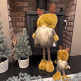 Standing Fur Reindeer with Green Hat & Scarf with extendable legs 54cm