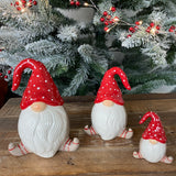 Christmas Ceramic Santa Gonk with Red Spotted Hat - Available in 3 sizes; Small 8cm, Medium 13cm & Large 16cm