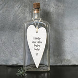 East of India Hanging Porcelain Long Heart with a meaningful quotes;

'Happy Ever After begins today'