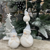 Christmas Ceramic Snowman with Bow - 2 sizes"