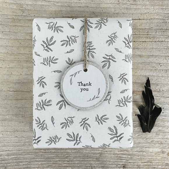 East of India Round Tag - 'Thank you'