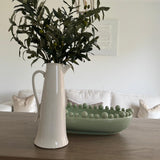 Off White Tall slim Tudor Rose ceramic glazed Jug H39cm