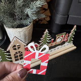 Long Wooden Advent Calendar with Train in snow scene