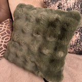 Malini Faux Soft Square Raffles Cushion - Olive