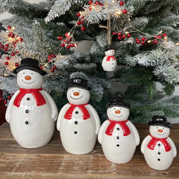 Christmas Ceramic Snowman Family Figures