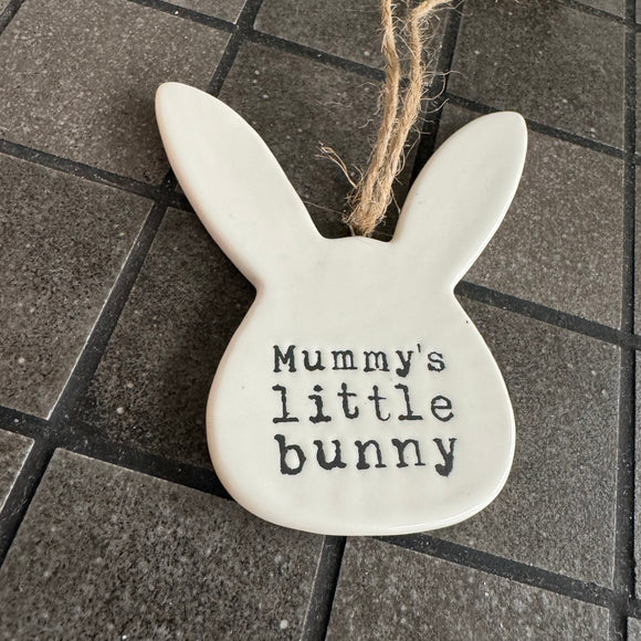 Easter Ceramic Hanging Bunny with Large Ears 9 x 8.5cm

Quote as follows - Mummy's little bunny