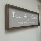 Wooden Framed Grey Plaque - Laundry Room