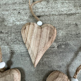 Wooden Hanging Small Hearts