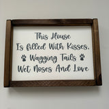 Small Rectangular Framed White Plaque - "This house is filled with wagging tails.."