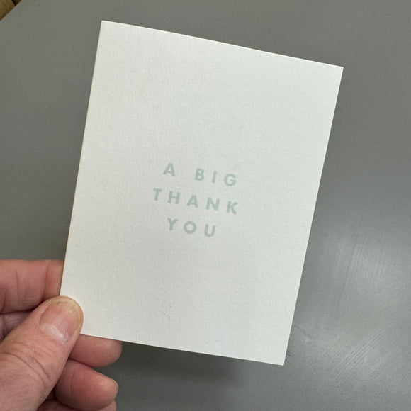 Chalk UK Card Collection - Simple designs but classy



White card 118x90mm, blank inside for your own personal message;

Grey text quote - 'A BIG THANK YOU' 