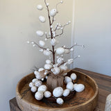 Easter White Speckled Egg Wreath with foliage 36cm
