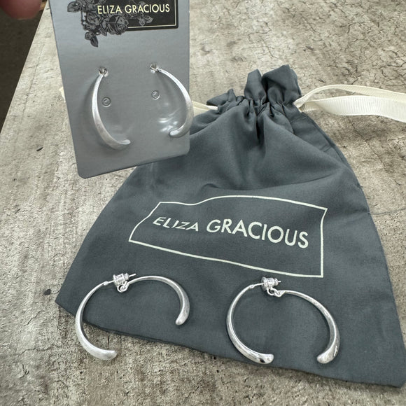 Eliza Gracious - Burnished Silver Split Hoop Earrings