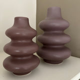 Neutral Ribbed Abstract Vases Brown - 2 sizes