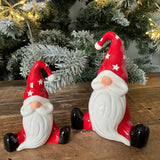 Christmas Ceramic Red and White Gonk with star hat - Large