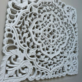 Whitewashed Carved Leaf Wall Panel 54cm