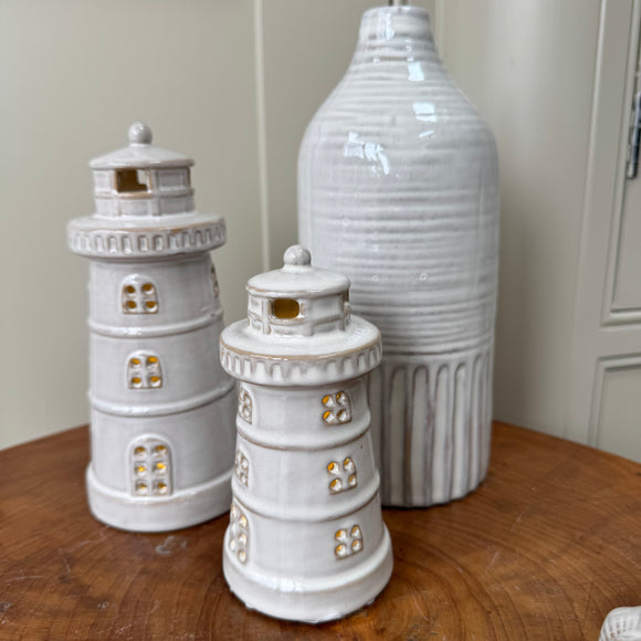 Coastal Collection - Standing Lighthouse Ornament with LED Lights
Available in 2 sizes: Small 9.5cm & Large 14.4cm