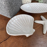 Coastal Collection - Small Off-white/neutral Porcelain Shell-shaped Dish 13cm