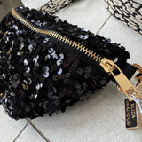 Eliza Gracious - Black Sequin Crossbody Bag with 2 straps