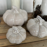 Cream Rustic Ceramic Pumpkins - Large