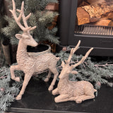 Elegant resting Reindeer frosty finish & detailed Antlers