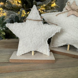 Sherpa Cream Star on wooden base - small