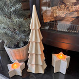 Ceramic Neutral fluted design Tree 37cm