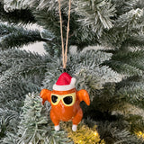 Fun Christmas Santa Turkey wearing Sunglasses Ceramic Hanging Decoration 7.5cm&nbsp;