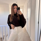 Cashmere-like Batwing Jumper - Chocolate