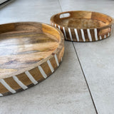 Round Wooden Whitewashed Trays - 2 sizes