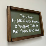 Small Rectangular Framed White Plaque - "This house is filled with wagging tails.."