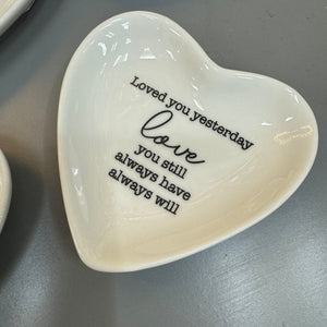 Ceramic Quotable Heart Trinket Dish - 8 quotes