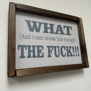 Small Rectangular Framed Grey Plaque - "What the F***!!"