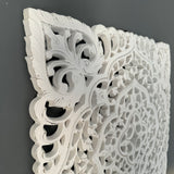 Whitewashed Carved Leaf Wall Panel 54cm