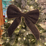 Large elegant fuzzy wool-blend Olive Bow Hanger 32cm&nbsp;