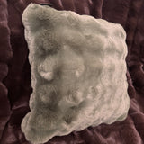 Malini Faux Soft Square Raffles Cushion - Olive