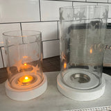 Frosted Hurricane Star Glass Candle Holder