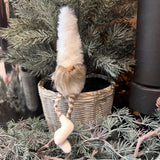 Charming sitting gonk 23cm with white furry hat, grey beard, button nose and grey &amp; white striped dangling legs&nbsp;