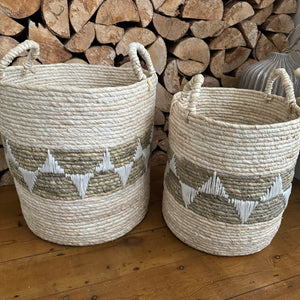 Ecru Handwoven Maise Baskets&nbsp;
Available in 2 sizes - Small H32cm &amp; Large H35cm