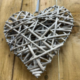 Small Greywashed Willow Hanging Heart 25cm