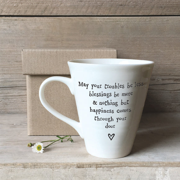 East of India Quotable Mug Collection Endearing message to make these a perfect gift for someone special; ' May your troubles be less, blessings be more & nothing but happiness comes through your door' 4159