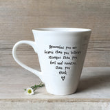 East of India Quotable Mug Collection
Endearing&nbsp;message to make these a perfect gift for someone special;
' Remember you are braver than you believe stronger than you feel and smarter than you think'