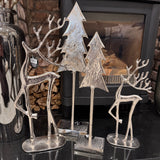 Standing Silver Metal Tall Tree - 2 Sizes